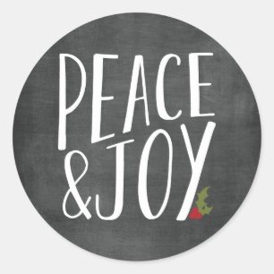 Redonda Pegatina de vacaciones de Peace and Joy Chalkboard