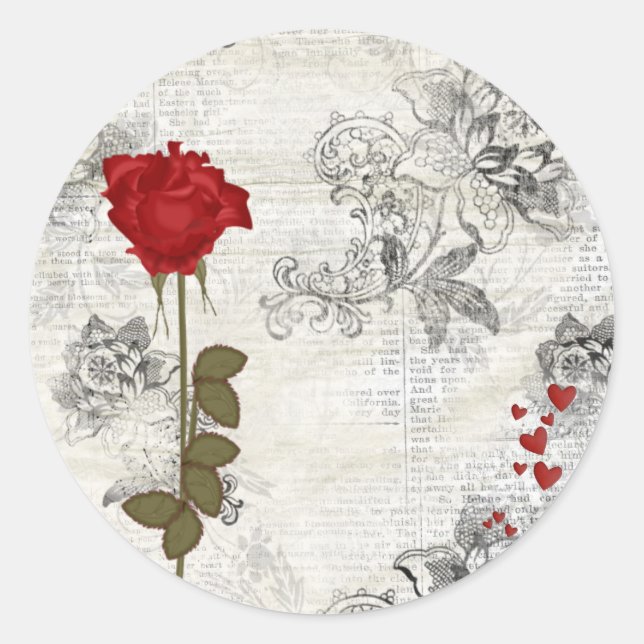 Redonda pegatina de valentinas (Anverso)