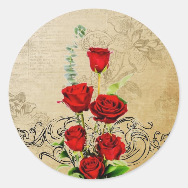 Redonda pegatina de valentinas (Anverso)