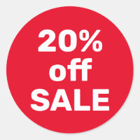 Pegatina de venta 20% OFF - Moderno rojo y blanco 