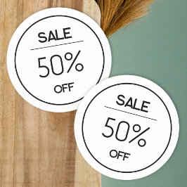 Redonda Pegatina de venta de promoción de tienda blanca mí