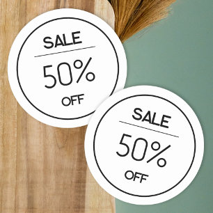 Redonda Pegatina de venta de promoción de tienda blanca mí