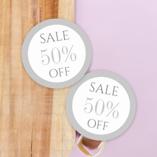 Redonda Pegatina de venta de promoción de tiendas blancas 