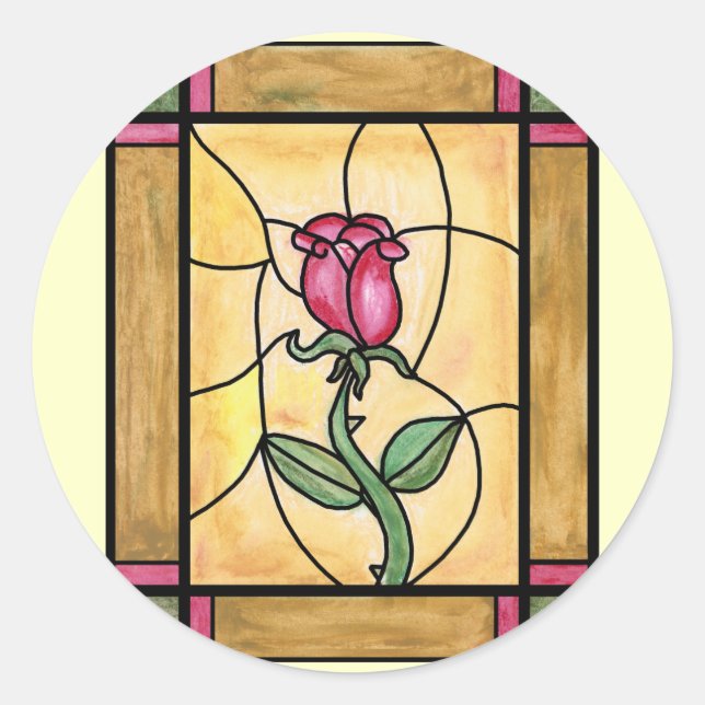 Redonda Pegatina de ventana Rosa (Anverso)