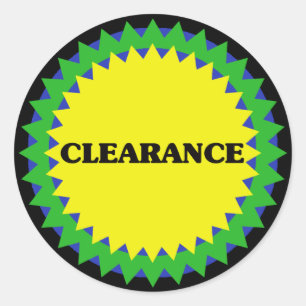Redonda Pegatina de ventas minoristas de CLEARANCE