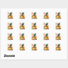 Redonda Pegatina de verano de Cute Juicy Pineapple