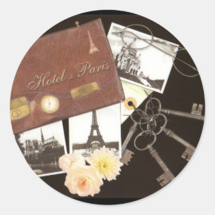 Redonda Pegatina de viaje de París