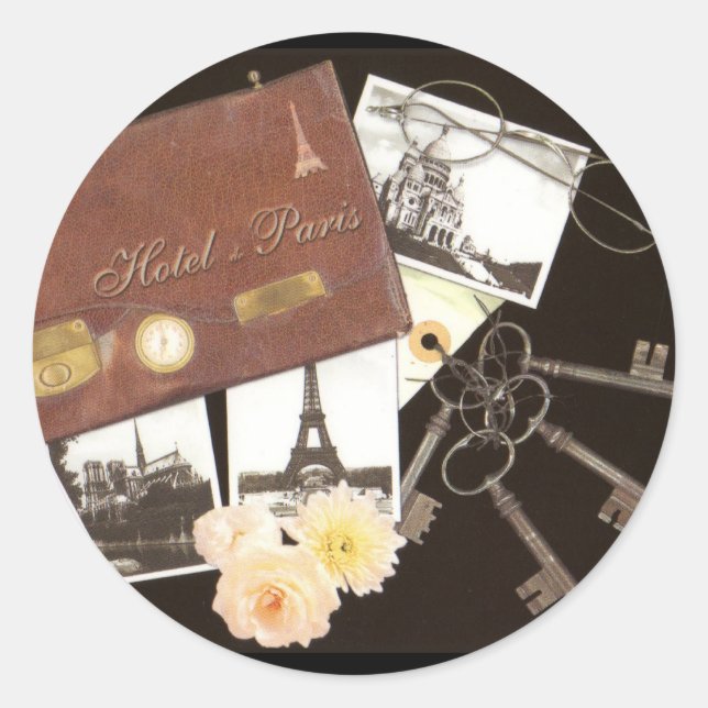 Redonda Pegatina de viaje de París (Anverso)