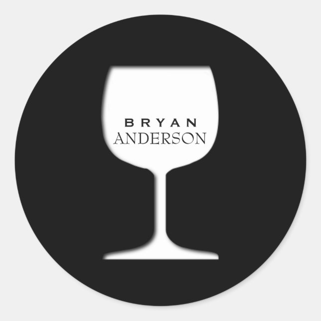 Redonda Pegatina de vidrio de vino (Anverso)