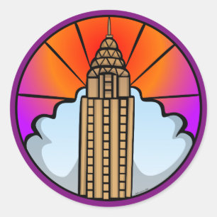 Redonda Pegatina de vidrio templado de NYC Skyscraper