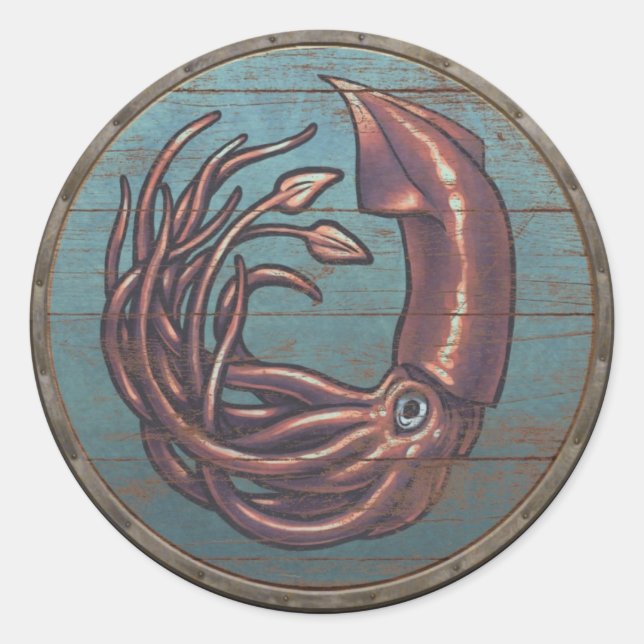 Redonda Pegatina de Viking Shield - Kraken (Anverso)