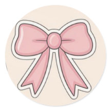Pegatina de vinilo estética de lazo rosa