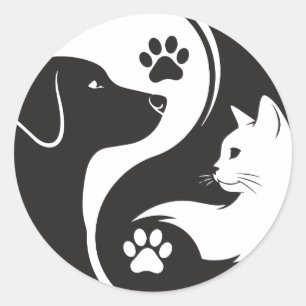 Redonda Pegatina de vinilo Pet Harmony Yin Yang - Perro y