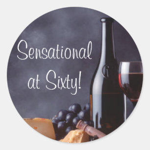 Redonda Pegatina de vino y queso