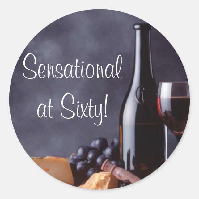 Redonda Pegatina de vino y queso (Anverso)