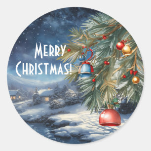 Redonda Pegatina de Vinyl de Navidad de Feliz