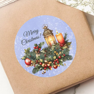 Redonda Pegatina de Vinyl de Navidad de Feliz