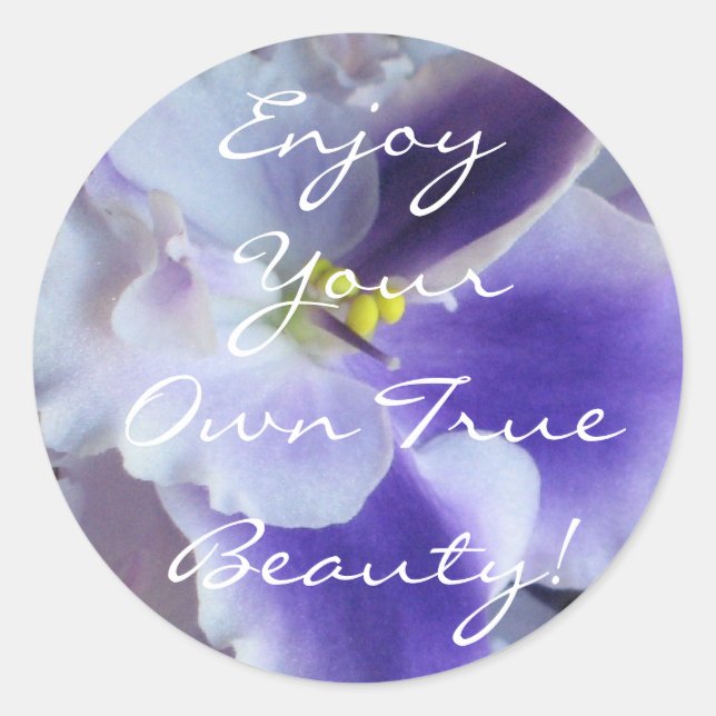 Redonda Pegatina de violetas africanas (Anverso)