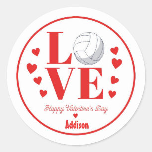 Redonda Pegatina de voleibol de San Valentín, amor al vole