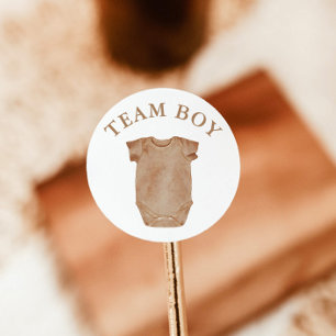 Redonda Pegatina de voto de Team Boy Gender Revelan Fiesta