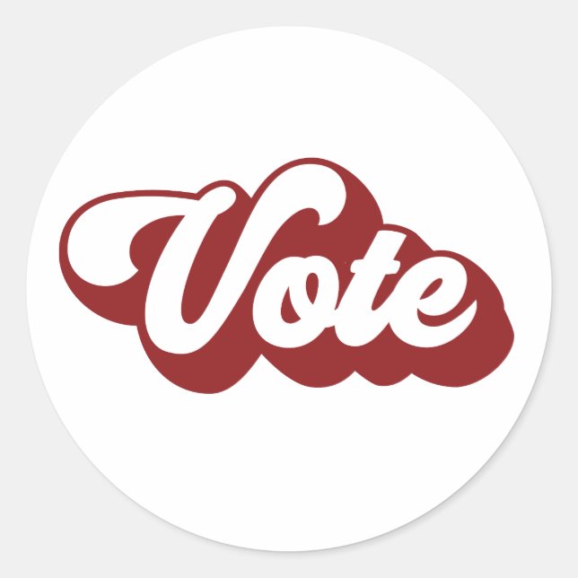 Redonda Pegatina de voto rojo estilo retro (Anverso)
