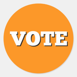 Redonda Pegatina de voto sobre el fondo Naranja