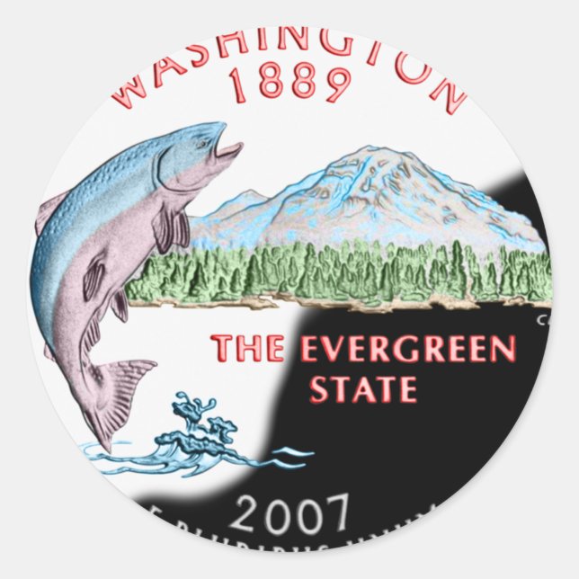 Redonda Pegatina de Washington (Anverso)