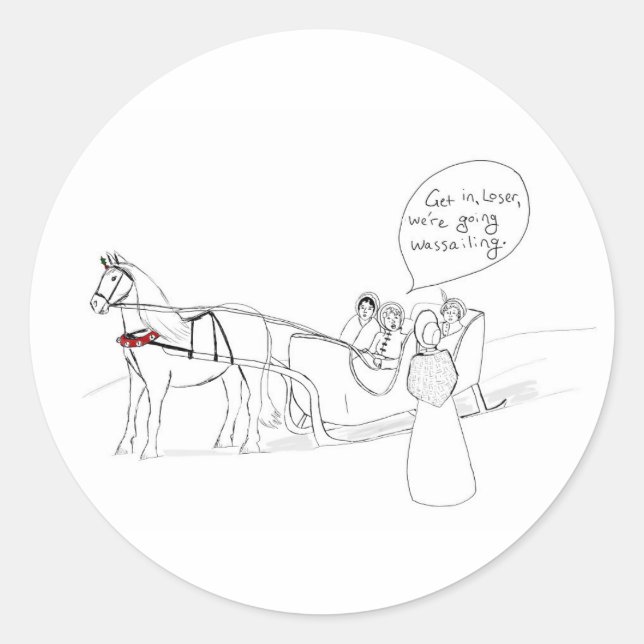 Redonda Pegatina de Wassailing (Anverso)