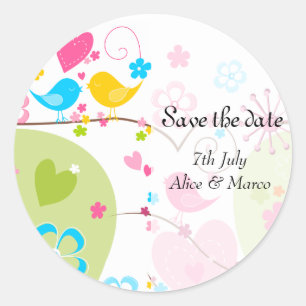 Redonda Pegatina de Whimsical Garden "Save the Date"