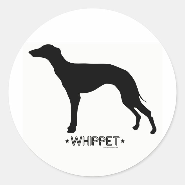 Redonda Pegatina de Whippet (Anverso)