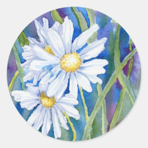 Redonda pegatina de "White Daisies"