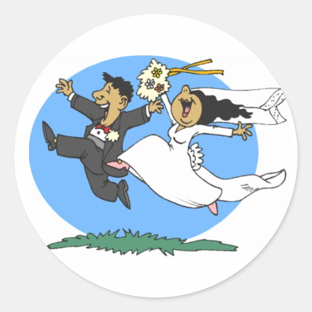 Redonda Pegatina de Whoo Hoo Boda (Anverso)