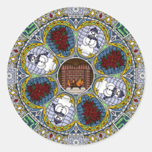 Redonda Pegatina de Winter Nouveau