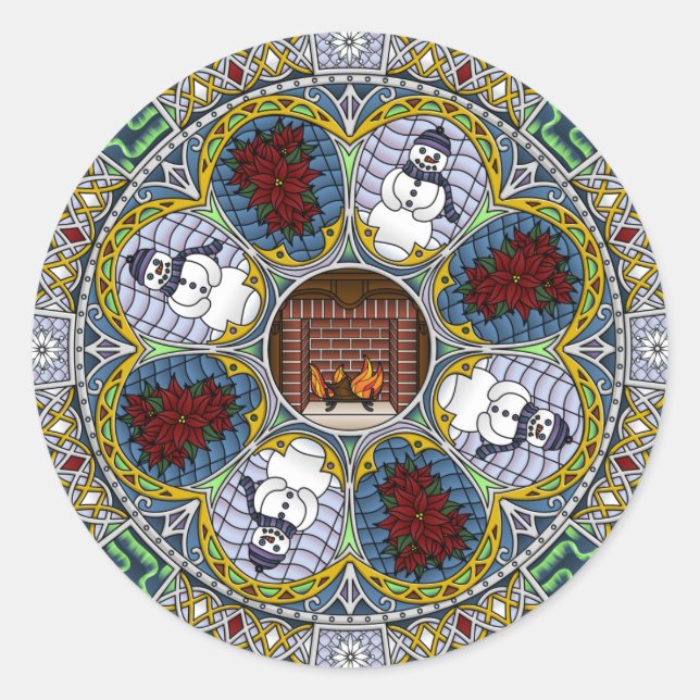 Redonda Pegatina de Winter Nouveau (Anverso)