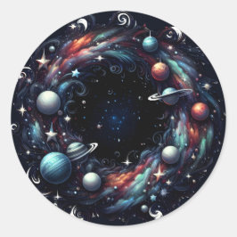 Redonda Pegatina De Wreath De Swirl Galáctico
