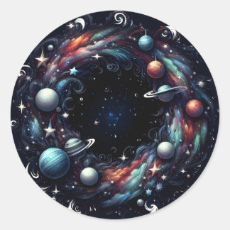 Redonda Pegatina De Wreath De Swirl Galáctico