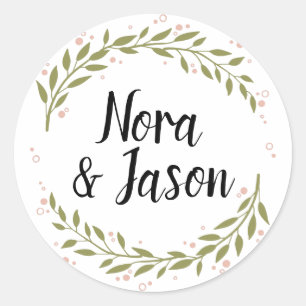 Redonda Pegatina de Wreath Personalizable