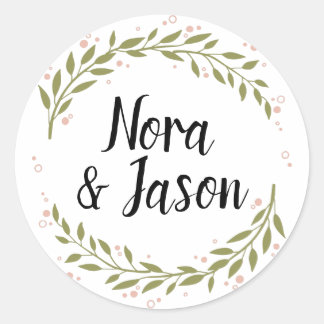 Redonda Pegatina de Wreath Personalizable