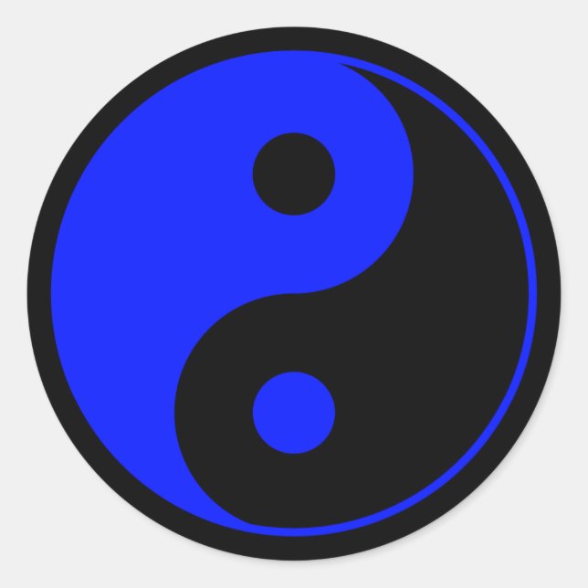 Redonda Pegatina de Yin Yang Azul (Anverso)
