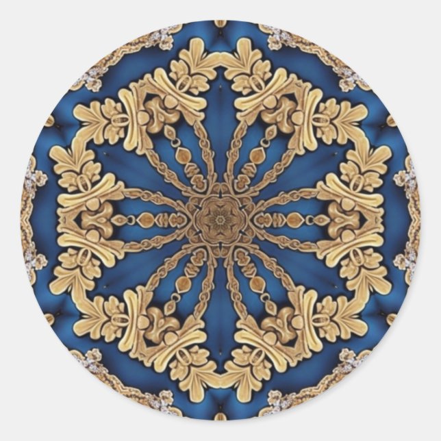 Redonda Pegatina decorativa azul dorada (Anverso)