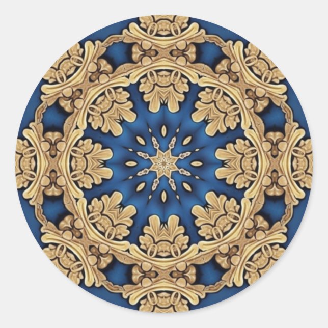 Redonda Pegatina decorativa azul dorada (Anverso)