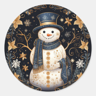 Redonda Pegatina decorativo de Snowman