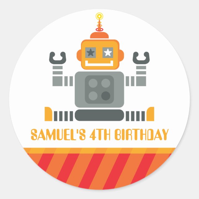 Redonda PEGATINA DECORATIVO DEL EVENTO :: robot 2 (Anverso)