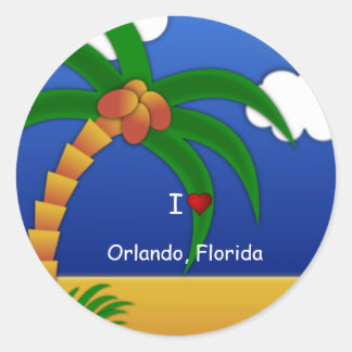 Redonda pegatina decorativo "I Love Orlando, Florida"