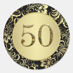 Redonda Pegatina del 50° Aniversario del Negro y el Oro