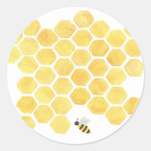 Redonda Pegatina del amarillo del panal de la abeja