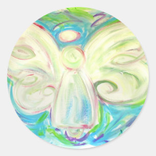 Redonda Pegatina del ángel de la luz blanca