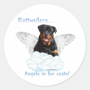 Redonda Pegatina del ángel de Rottweiler