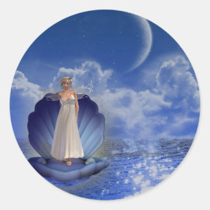 Redonda Pegatina del ángel del agua