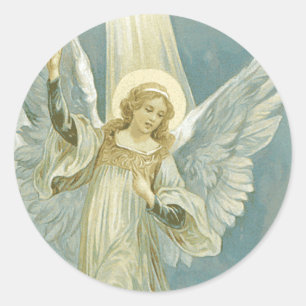Redonda Pegatina del ángel del navidad